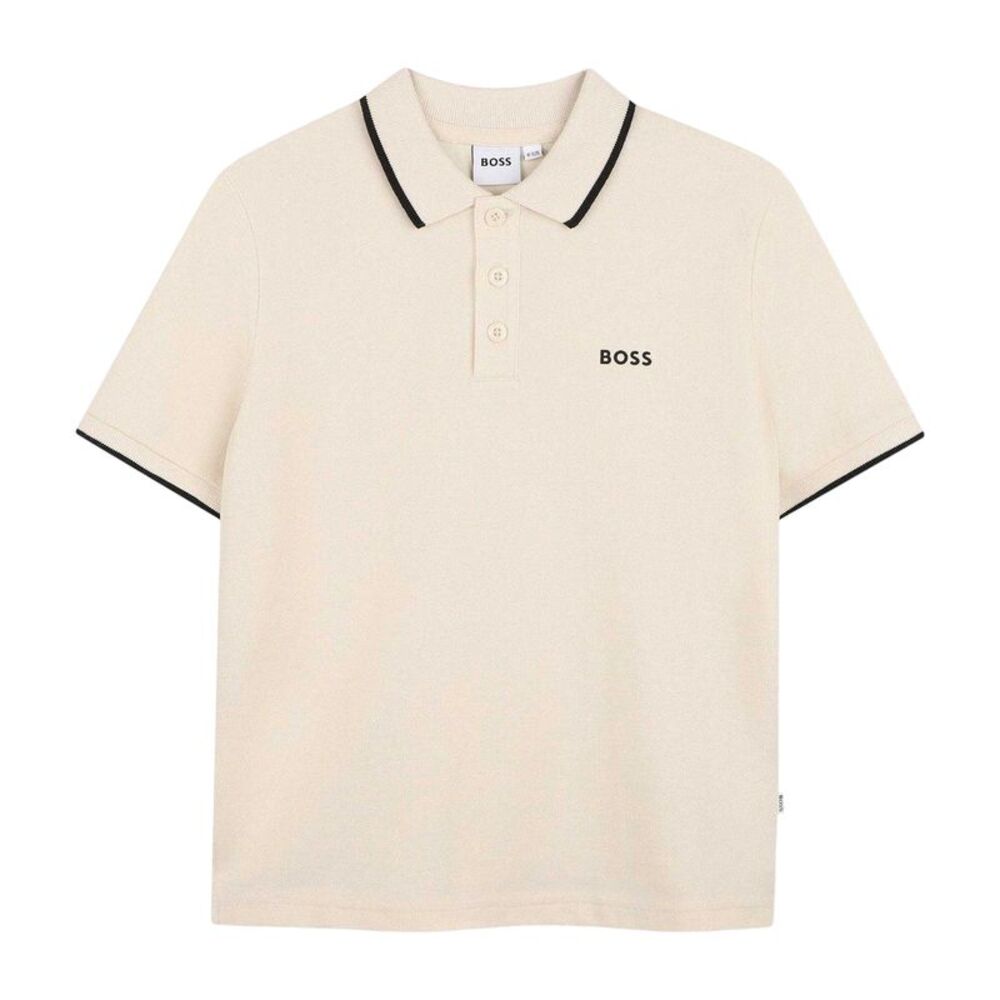 Boss Childrens/Kids Contrast Tipped Short-Sleeved Polo Shirt / Sand